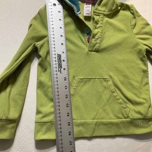 REI Little Girl Hoodie size XXS (4/5) Green Long Sleeve Fleece Kangaroo Pouch - Picture 4 of 7